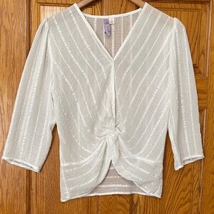 Alya Cream Striped Blouse with Front Knot